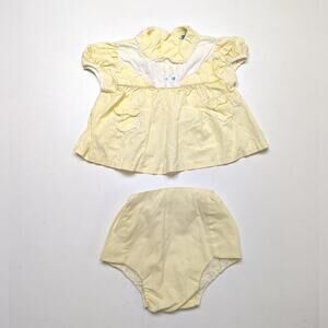 Vintage Cradle Togs Outfit Baby Girls Size 0-6m Yellow Swing Top Diaper